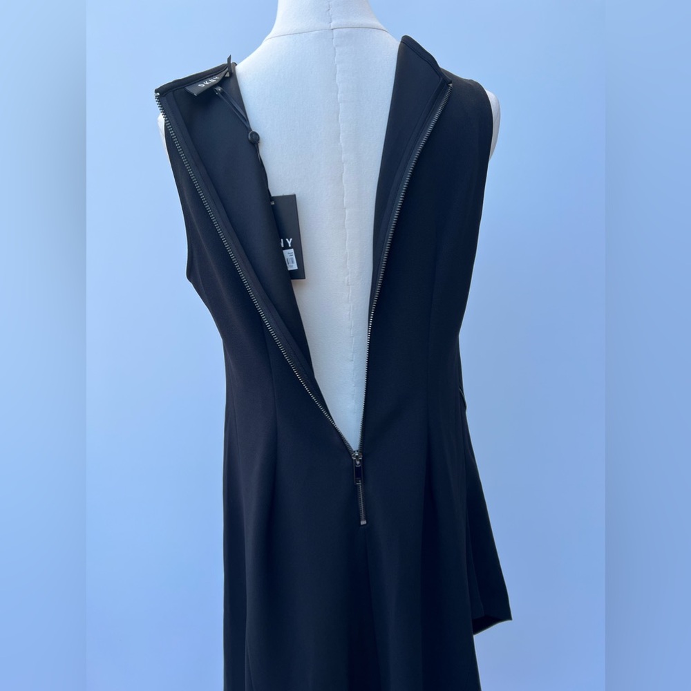 DKNY ASYMMETRIC ROUND NECK BLACK DRESS Size MEDIUM - Picture 4 of 17